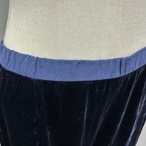 Eileen Fisher navy silk/rayon velvet wide leg crop pull on pant size small - Picture 7 of 14